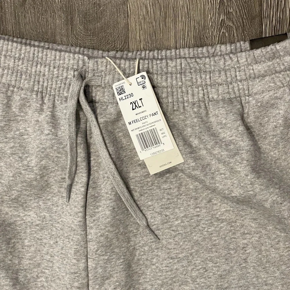 Adidas Men's Big & Tall Essentials Feel Cozy Jogger Fleece Pants Gray 2XLT NEW - Picture 5 of 7
